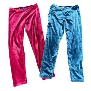 Girls‎ Velvet Velour Leggings Pink Blue Size Small Soft Cozy Y2K Kidcore Cute